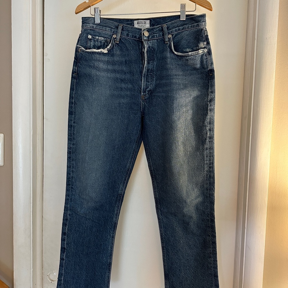 Agolde Women's Riley Cropped Straight Jeans (Frequency color wash)